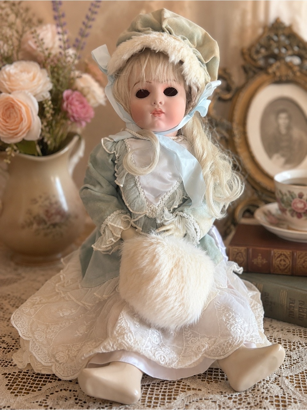Vintage haunted French Bru Jne Reproduction Doll  no eyes